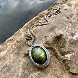 Silver Labradorite Crystal Necklace